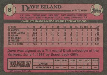 2017 Topps - Rediscover Topps 1989 Topps Stamped Buybacks Blue #8 Dave Eiland Back