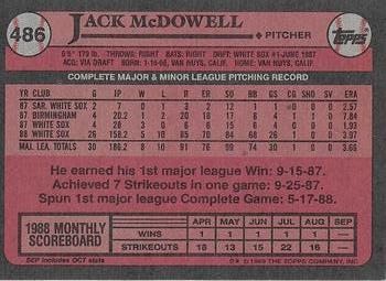2017 Topps - Rediscover Topps 1989 Topps Stamped Buybacks Blue #486 Jack McDowell Back