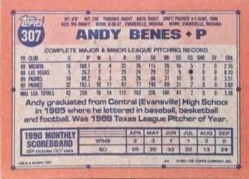 2017 Topps - Rediscover Topps 1991 Topps Stamped Buybacks Blue #307 Andy Benes Back