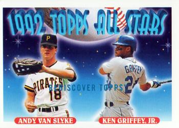 2017 Topps - Rediscover Topps 1993 Topps Stamped Buybacks Blue #405 Andy Van Slyke / Ken Griffey Jr. Front