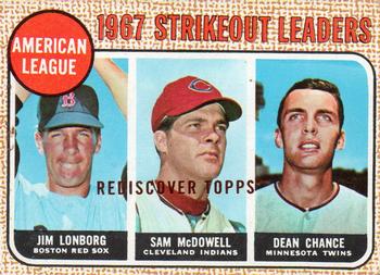 2017 Topps - Rediscover Topps 1968 Topps Stamped Buybacks Bronze #12 1967 A.L. Strikeout Leaders (Dean Chance / Jim Lonborg / Sam McDowell) Front