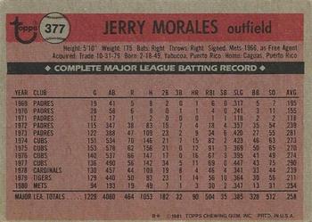 2017 Topps - Rediscover Topps 1981 Topps Stamped Buybacks Bronze #377 Jerry Morales Back