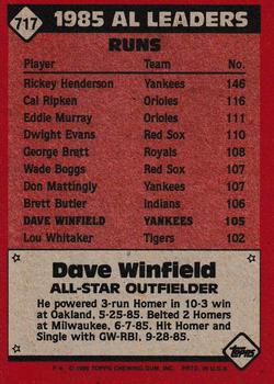 2017 Topps - Rediscover Topps 1986 Topps Stamped Buybacks Bronze #717 Dave Winfield Back