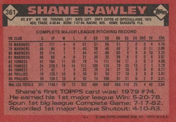 2017 Topps - Rediscover Topps 1986 Topps Stamped Buybacks Bronze #361 Shane Rawley Back