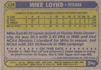 2017 Topps - Rediscover Topps 1987 Topps Stamped Buybacks Bronze #126 Mike Loynd Back