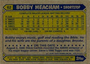 2017 Topps - Rediscover Topps 1987 Topps Stamped Buybacks Bronze #62 Bobby Meacham Back