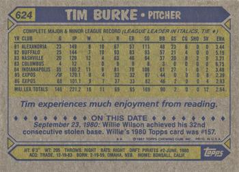 2017 Topps - Rediscover Topps 1987 Topps Stamped Buybacks Bronze #624 Tim Burke Back