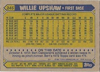 2017 Topps - Rediscover Topps 1987 Topps Stamped Buybacks Bronze #245 Willie Upshaw Back