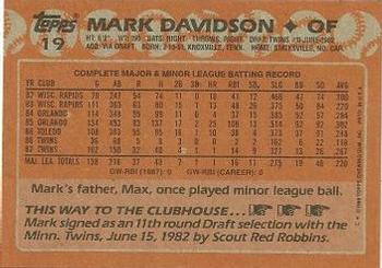 2017 Topps - Rediscover Topps 1988 Topps Stamped Buybacks Bronze #19 Mark Davidson Back