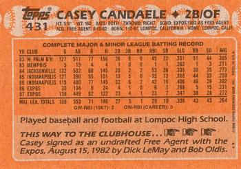 2017 Topps - Rediscover Topps 1988 Topps Stamped Buybacks Bronze #431 Casey Candaele Back