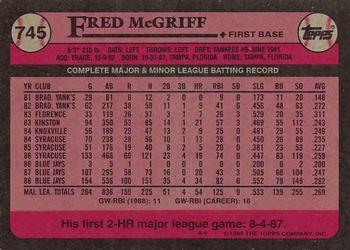 2017 Topps - Rediscover Topps 1989 Topps Stamped Buybacks Bronze #745 Fred McGriff Back