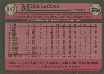 2017 Topps - Rediscover Topps 1989 Topps Stamped Buybacks Bronze #417 Mike LaCoss Back