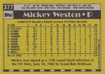 2017 Topps - Rediscover Topps 1990 Topps Stamped Buybacks Bronze #377 Mickey Weston Back