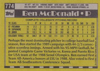 2017 Topps - Rediscover Topps 1990 Topps Stamped Buybacks Bronze #774 Ben McDonald Back