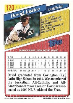 2017 Topps - Rediscover Topps 1993 Topps Stamped Buybacks Bronze #170 David Justice Back