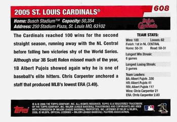 2017 Topps - Rediscover Topps 2006 Topps Stamped Buybacks Bronze #608 St. Louis Cardinals Back