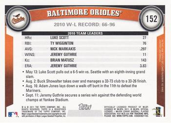2017 Topps - Rediscover Topps 2011 Topps Stamped Buybacks Bronze #152 Baltimore Orioles Back