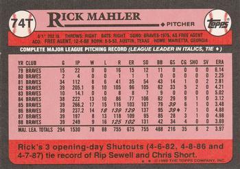 2017 Topps - Rediscover Topps 1989 Topps Traded Stamped Buybacks Bronze #74T Rick Mahler Back