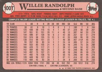 2017 Topps - Rediscover Topps 1989 Topps Traded Stamped Buybacks Bronze #100T Willie Randolph Back