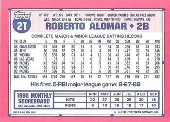 2017 Topps - Rediscover Topps 1991 Topps Traded Stamped Buybacks Bronze #2T Roberto Alomar Back