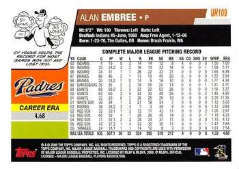 2017 Topps - Rediscover Topps 2006 Topps Updates & Highlights Stamped Buybacks Bronze #UH109 Alan Embree Back