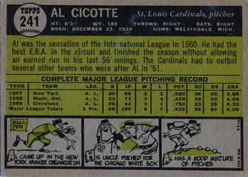 2017 Topps - Rediscover Topps 1961 Topps Stamped Buybacks Gold #241 Al Cicotte Back