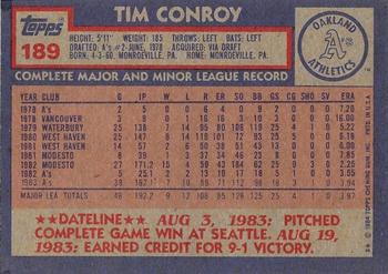 2017 Topps - Rediscover Topps 1984 Topps Stamped Buybacks Gold #189 Tim Conroy Back