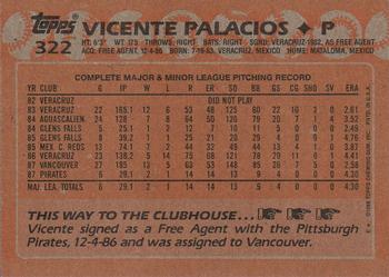 2017 Topps - Rediscover Topps 1988 Topps Stamped Buybacks Gold #322 Vicente Palacios Back