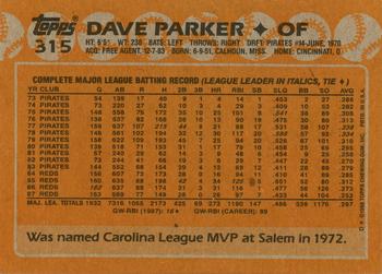 2017 Topps - Rediscover Topps 1988 Topps Stamped Buybacks Gold #315 Dave Parker Back