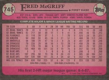 2017 Topps - Rediscover Topps 1989 Topps Stamped Buybacks Gold #745 Fred McGriff Back