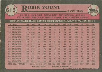 2017 Topps - Rediscover Topps 1989 Topps Stamped Buybacks Gold #615 Robin Yount Back