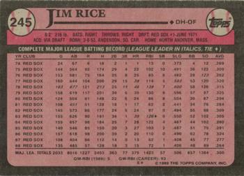 2017 Topps - Rediscover Topps 1989 Topps Stamped Buybacks Gold #245 Jim Rice Back