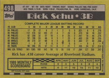 2017 Topps - Rediscover Topps 1990 Topps Stamped Buybacks Gold #498 Rick Schu Back