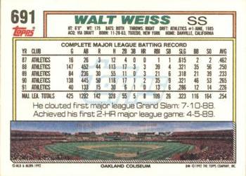 2017 Topps - Rediscover Topps 1992 Topps Stamped Buybacks Gold #691 Walt Weiss Back