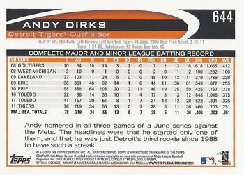 2017 Topps - Rediscover Topps 2012 Topps Stamped Buybacks Gold #644 Andy Dirks Back