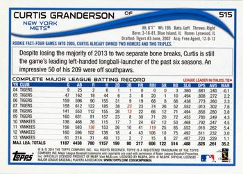 2017 Topps - Rediscover Topps 2014 Topps Stamped Buybacks Gold #515 Curtis Granderson Back