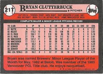 2017 Topps - Rediscover Topps 1989 Topps Traded Stamped Buybacks Gold #21T Bryan Clutterbuck Back
