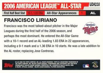 2017 Topps - Rediscover Topps 2006 Topps Updates & Highlights Stamped Buybacks Gold #UH238 Francisco Liriano Back