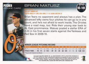 2017 Topps - Rediscover Topps 2010 Topps Update Stamped Buybacks Gold #US-185 Brian Matusz Back