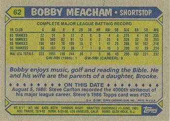 2017 Topps - Rediscover Topps 1987 Topps Stamped Buybacks Red #62 Bobby Meacham Back