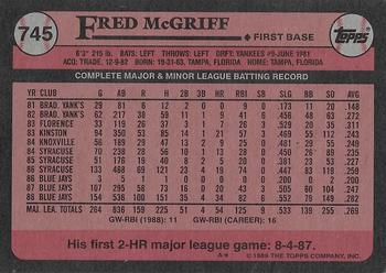 2017 Topps - Rediscover Topps 1989 Topps Stamped Buybacks Red #745 Fred McGriff Back