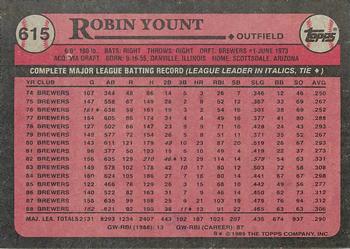 2017 Topps - Rediscover Topps 1989 Topps Stamped Buybacks Red #615 Robin Yount Back