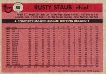 2017 Topps - Rediscover Topps 1981 Topps Stamped Buybacks Silver #80 Rusty Staub Back