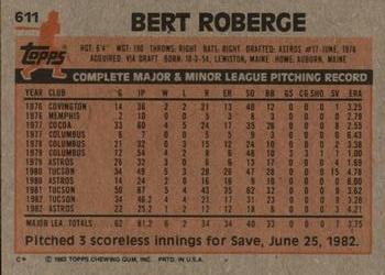 2017 Topps - Rediscover Topps 1983 Topps Stamped Buybacks Silver #611 Bert Roberge Back