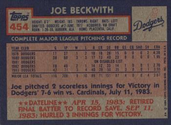 2017 Topps - Rediscover Topps 1984 Topps Stamped Buybacks Silver #454 Joe Beckwith Back