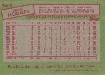2017 Topps - Rediscover Topps 1985 Topps Stamped Buybacks Silver #363 Ron Hodges Back