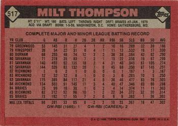 2017 Topps - Rediscover Topps 1986 Topps Stamped Buybacks Silver #517 Milt Thompson Back