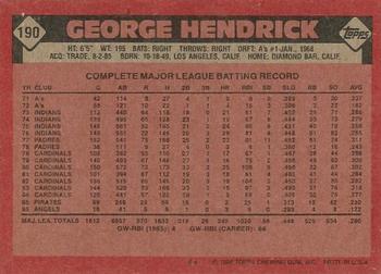 2017 Topps - Rediscover Topps 1986 Topps Stamped Buybacks Silver #190 George Hendrick Back