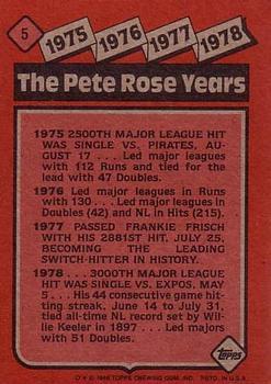 2017 Topps - Rediscover Topps 1986 Topps Stamped Buybacks Silver #5 The Pete Rose Years: 1975-1978 Back
