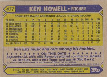 2017 Topps - Rediscover Topps 1987 Topps Stamped Buybacks Silver #477 Ken Howell Back
